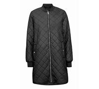 b.young BYCANNA Damen Steppmantel Wintermantel Winterjacke Lange Jacke mit Reißverschluss seitliche Eingrifftaschen Ripp-Kragen, Größe:36, Farbe:Black (200451)