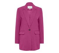 b.young BYDANTA Damen Blazer Longblazer Jacke mit Reverskragen und Knopf Regular Fit mit Stretch langer Schnitt, Größe:38, Farbe:Fuchsia Red (182328)