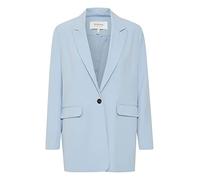 b.young BYDANTA Damen Blazer Longblazer Jacke mit Reverskragen und Knopf Regular Fit mit Stretch langer Schnitt, Größe:42, Farbe:Blue Bell (144121)