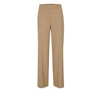 b.young BYDanta Damen Hose Stoffhose Weites Bein mit Bundfalten Gürtelschlaufen Eingrifftaschen Stretch Regular Fit, Größe:40, Farbe:Tannin Melange (1713201)