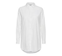 b.young BYGAMZE Damen Langarmshirt Langarmbluse Bluse Hemdbluse mit Stehkragen Langer Schnitt mit Knopfleiste aus 100% Baumwolle Oversize, Größe:40, Farbe:Optical White (110601)