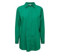 b.young BYGAMZE Damen Langarmshirt Langarmbluse Bluse Hemdbluse mit Stehkragen Langer Schnitt mit Knopfleiste aus 100% Baumwolle Oversize, Größe:38, Farbe:Verdant Green (196026)