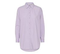 b.young BYGAMZE Damen Langarmshirt Langarmbluse Bluse Hemdbluse mit Stehkragen Langer Schnitt mit Knopfleiste aus 100% Baumwolle Oversize, Größe:38, Farbe:Purple Rose (153716)