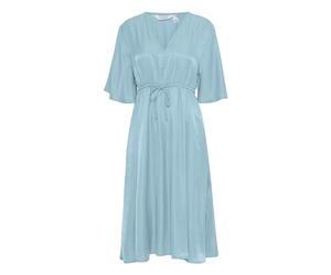 b.young BYITILDA Damen Midikleid Abendkleid Kleid mit Bindeband V-Ausschnitt Loose fit, Größe:40, Farbe:Stone Blue (164114)