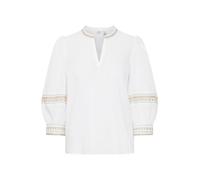 b.young BYJIYA Damen Bluse Shirtbluse mit Puffärmel V-Ausschnitt 3/4-Ärmel 100% Baumwolle Regular fit, Größe:36, Farbe:Humus Sun Mix (203576)