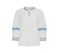 b.young BYJIYA Damen Bluse Shirtbluse mit Puffärmel V-Ausschnitt 3/4-Ärmel 100% Baumwolle Regular fit, Größe:36, Farbe:Palace Blue Sun Mix (203231)