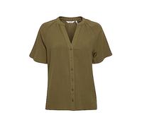 b.young BYJOHANNA Damen Kurze Bluse aus Leinenmix mit V-Ausschnitt und Stehkragen, Größe:40, Farbe:Burnt Olive (180521)