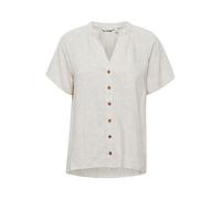 b.young BYJOHANNA Damen Kurze Bluse aus Leinenmix mit V-Ausschnitt und Stehkragen, Größe:42, Farbe:Nature Linen (201952)