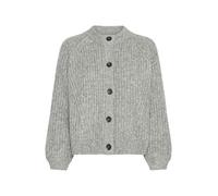 b.young BYNello Damen Strickjacke Cardigan mit Knopfleiste Rippbündchen Regular fit, Größe:L, Farbe:Mid Grey Melange (200455)
