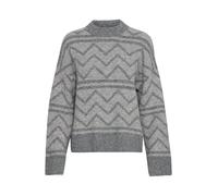 b.young BYOmea Damen Strickpullover Grobstrick Pullover Pulli mit hohem Kragen Rippbündchen leicht elastisch Loose fit, Größe:XL, Farbe:Mid Grey Melange Mix (200539)