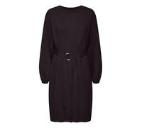 b.young BYOtari Damen Strickkleid Feinstrick Midikleid Kleid mit Bindegürtel Loose fit, Größe:L, Farbe:Black (200451)