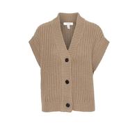 b.young BYOTINKA Damen Weste Strickweste Cardigan mit Knöpfen V-Ausschnitt Rippbündchen Oversize, Größe:L, Farbe:Walnut (181112)