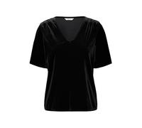 b.young BYPerlina Damen T-Shirt Top Shirt mit Samt V-Ausschnitt elastisch Regular fit, Größe:M, Farbe:Black (200451)