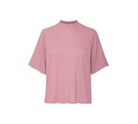 b.young BYPesina Damen T-Shirt RIPP-Shirt Kurzarmshirt mit Rippkragen leicht elastisch Loose fit, Größe:L, Farbe:Foxglove (161710)