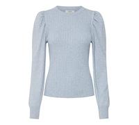 b.young BYPIMBA Rib Jumper Damen Strickpullover Gerippter Feinstrick Pullover mit Rundhalsausschnitt und Puffärmeln, Größe:M, Farbe:Kentucky Blue Melange (1539151)
