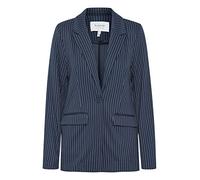 b.young BYRIZETTA Damen Blazer Longblazer Jacke mit Reverskragen und Knopf Regular Fit mit Stretch gestreift, Größe:36, Farbe:Copenhagen Night Mix (200457)