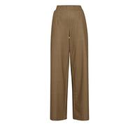 b.young BYRIZETTA Wide Pants Damen Hose Lange Stoffhose mit Stretch Nadelstreifen Marlene-Hose weites Bein elastischer Bund mit Bundfalten, Größe:XL, Farbe:Toasted Coconut Mix (201687)