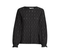 b.young BYSilva Damen Bluse Shirtbluse Shirt Langarm mit Rüsschen Rundhals Regular fit, Größe:S, Farbe:Black (200451)