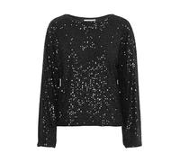 b.young BYSolia Damen Bluse Blusenshirt Shirt mit Rundhals Pailletten Regular fit, Größe:S, Farbe:Black (200451)