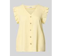 B.Young Regular Fit Bluse aus Leinen-Viskose-Mix mit Rüschen in Hellgelb, Größe 38