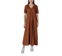 B.young Sommerkleid Braun V-Ausschnitt Leinenmix - Größe: 36