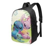 b1228 Lilo & Stitch Rucksack mit USB-Ladeanschluss, Reise-Laptop-Rucksack, wasserabweisend, College
