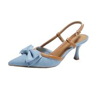 BAADCUP Damen Cute Bogen Slingpumps Schnall Blockabsatz Sandalen Kitten Heel Spitze Zehenkappe 3/7cm Lässig Büroschuhe Dress Schuhe (Hellblau 3cm,40), WYP0188
