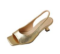 BAADCUP Damen Offen Toe Pumps Heels Slingpumps Eckige Zehenkappe Sandalen Kitten Heel Lässig Büroschuhe Dress Schuhe (golden,37), WYP0183