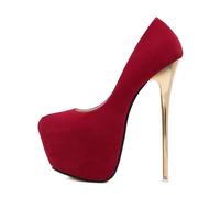 BAADCUP Damen Plattform-Sandalen Elegant Vegan Stiletto High Heel Pumps Fashion Super Sexy Heels 16cm Hochzeitsfest-Kleid-Schuhe (rot,41)