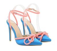 BAADCUP Damen Slingpumps Heels Schnall Blockabsatz Sandalen Sweet Bow Heels Pointed Toe Schuh 11.3cm Party Hochzeit Kleid Schuhe (blau,42), WYP0182