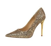 BAADCUP Sexy High Heels Glitzer Pumps Damen Weich und Angenehm Zu Tragen Für Eine Lange Zeit (Gold,43)