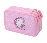 Baagl 3 Fach Federmäppchen Mädchen, Schulmäppchen für Schreibwaren, Schulsachen Federtasche, Federmappe, Mäppchen für Schule (Hello Kitty Sweet Leopard)