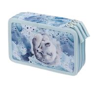 Baagl 3 Fach Federmäppchen Mädchen, Schulmäppchen für Schreibwaren, Schulsachen Federtasche, Federmappe, Mäppchen für Schule (Polar)