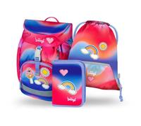 Baagl Schulranzen Mädchen für 1. Klasse, Airy Schultasche Set 3-Teilig, Grundschule Schulrucksack für Kinder, Ranzen für Schule, Tornister (Hippie)