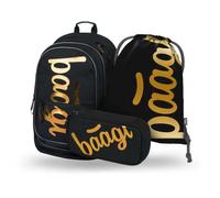 Schulrucksack Set Mädchen Jungen 3 Teilig, Schultasche für Grundschule Volksschule, Grundschule Ranzen mit Brustgurt, Ergonomischer Schulranzen (Metallic Bronze)