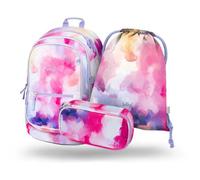 Baagl Schulrucksack Set Mädchen 3 Teilig, Schultasche für Grundschule Volksschule, Grundschule Ranzen mit Brustgurt, Ergonomischer Schulranzen (Painting)