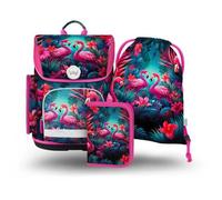 Schulset ERGO Plameňáci: Schulrucksack, Federmäppchen, Turnbeutel