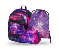 BAAGL Skate Galaxy Schulset: Rucksack, Federmäppchen, Turnbeutel