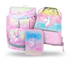 BAAGL 3er-Schulset Airy Rainbow Unicorn: Schulranzen, Federmäppchen & Turnbeutel