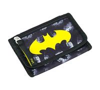 Baagl Brustbeutel Kinder Geldbörse Jungen Portemonnaie - Batman Dark City | Mini Geldbeutel und Brustbeutel mit Reißverschluss als Kleingeld Münzbörse für Kinder im Schulalltag.