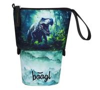 Baagl Federmäppchen Jungen - Stifteetui Kinder - Mäppchen Etui für Schule - Robuste Federtasche & Federmappe mit Geheimfach - Standmäppchen (Dino)