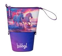 Baagl Federmäppchen Mädchen - Stifteetui Kinder - Mäppchen Etui für Schule - Robuste Federtasche & Federmappe mit Geheimfach - Standmäppchen (Pferde Herz)