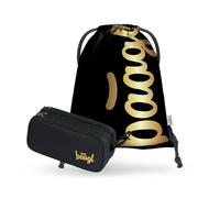 Baagl Federmäppchen und Turnbeutel Set 2-teilig für Jungen und Mädchen, Schule Mäppchen mit 3 Fächern & Robuster Gymsack, Federtasche Etui für Kinder und Teenager (Gold)