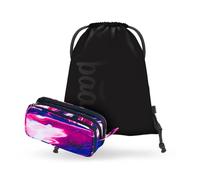 Baagl Federmäppchen und Turnbeutel Set 2-teilig für Mädchen, Schule Mäppchen mit 3 Fächern & Robuster Gymsack, Federtasche Etui für Kinder und Teenager (Marble)