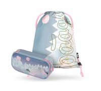 Baagl Federmäppchen und Turnbeutel Set 2-teilig für Mädchen, Schule Mäppchen & Sportbeutel, Federtasche, Gymsack, Etui für Kinder und Teenager (Moon)