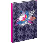 Baagl Heftbox für Schulranzen A4 - Sammelmappe für Kinder mit Gummiband und Innenklappen - Heftmappe, Sammelbox mit Gummizug für Mädchen (Papagei)