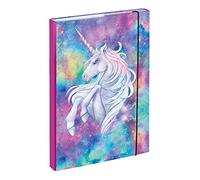 Baagl Heftbox für Schulranzen A4 - Sammelmappe für Kinder mit Gummiband und Innenklappen - Heftmappe, Sammelbox mit Gummizug für Mädchen (Unicorn)