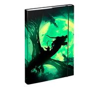 Baagl Heftbox für Schulranzen A4 - Sammelmappe für Kinder mit Gummiband und Innenklappen - Heftmappe, Sammelbox mit Gummizug für Jungen (Drache)