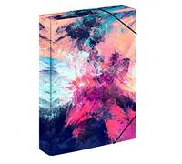 Baagl Heftbox für Schulranzen - Heftmappe A4 für Kinder mit Gummiband und Innenklappen - Sammelmappe, Sammelbox mit Gummizug für Mädchen (Abstract)