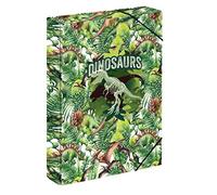 Baagl Heftbox für Schulranzen - Heftmappe A4 für Kinder mit Gummiband und Innenklappen - Sammelmappe, Sammelbox mit Gummizug für Jungen (Dinosaurs)